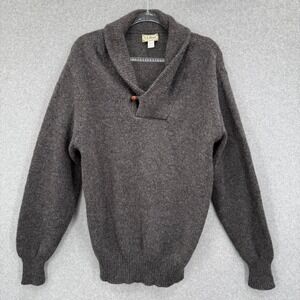 Vintage LL Bean Mens Wool Blend Shawl Collar Button Closure Grey Large Freeport